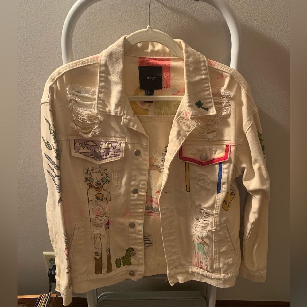 Artist grimy peel hand painted Jean jacket size small